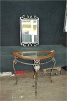 39" Ornate Metal Frame Wall Table & Wall Mirror