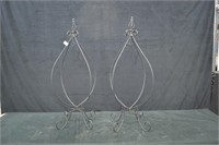 Pair 40" Tall Wrought Iron Plant Hanger Stands