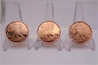 Liberty One Ounce Copper Rounds 3pc lot