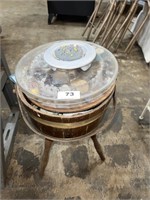 round sewing basket stand table