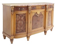 FRENCH ART DECO MARBLE-TOP WALNUT SIDEBOARD