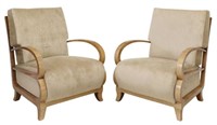 (2) ART DECO STYLE BENTWOOD UPHOLSTERED ARMCHAIRS