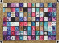 FRAMED MIXED MEDIA COLOR GRID PAINTING, 50" X 66"
