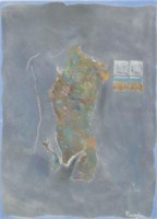 SIGNED VAUGHN OIL PASTEL DRAWING, ABSTRACT FIGURE