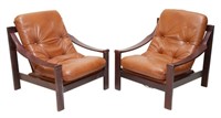 (2) MID-CENTURY MODERN LEATHER LOUNGE CHAIRS