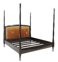 CONTEMPORARY EBONIZED KING SIZE TWIST POSTS BED