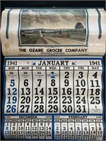1941 Advt Calendar Ozark Grocer 1 Digit Phone,