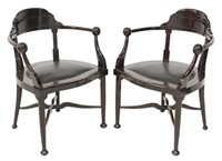 (2) KAROLY LINGEL (ATTRIB) LACQUERED ARMCHAIRS