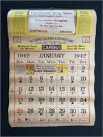 1942 Advt Calendar Fayetteville AR Drugstore