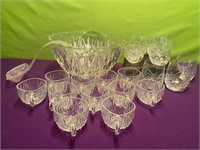 Pressed Glass Punch Bowl, Cups & Glasses