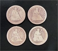 SEATED LIBERTY QUARTERS LOT OF 4 WINNER TAKE ALL!