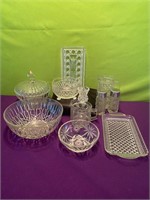 Assorted Crystal / Glass Candy Bowls, Pitcher, S&P