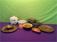 Pottery Mugs, Bowl, Stoneware Warmer Pot +++