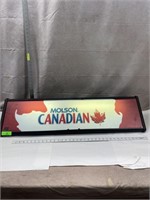 Lighted Molson Canadian Sign, works, 41"x12"x8"