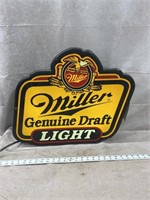 Lighted Miller Genuine Draft Light Sign, Works, 22