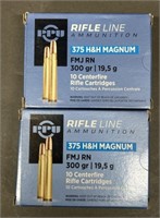 20 rnds PPU .375 H&H Mag Ammo