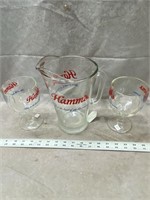 Hamm's Pitcher & (2) Hamm's Beer Glasses