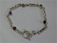 Sterling Silver & Multi Color Gemstone Bracelet