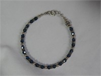 Sterling Silver & Blue Faceted Beads Bracelet