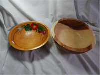 Vintage Wood Salad Bowl Hand Painted