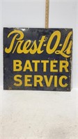 Vintage Prest-O-Lite enamel half sign - approx 23