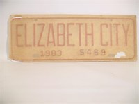 1983 Elizabeth City Metal License Plate