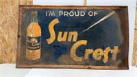 Vintage tin Sun Crest advertising sign 42 in. w x