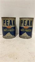 2 Vintage PEAK Antifreeze cans -1 quart - Tin