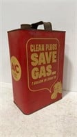 Clean Plugs SAVE Gas 1 gallon Tin can dispenser