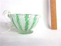 Green Glass Latticino Swirl 4"