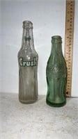 Vintage glass Coca Cola & Crush sofa drink Bottle