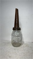 Antique unbranded oil bottle tin metal spout w
