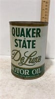 Quaker State DeLuxe Oil tin can
