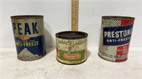Vintage Grease & Anti-Freeze tin cans (Conoco is