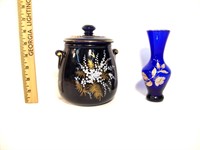 Colbalt KL & Bohemia Blue Gold Vase W/Urn