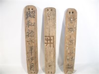 1800's Japanese Wood Fishing Name Stakes