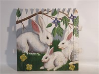 Painted On Wood Rabbits 20"x18"