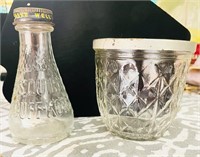 Antique lot ball crystal quilted jar & scuffkote