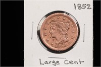 1852 Large Cent Penny Copper Coin