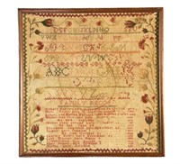 Early 19th Century Sampler With Family Record