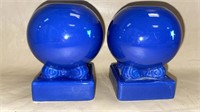Pair Blue Fiesta Bulb Candle Holders