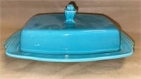 Vintage Blue Fiesta Covered Butter Dish