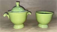Vintage FIESTA Green Lidded Sugar and Sherbet Cup
