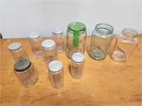 3 Canning Jars and Glass Jars with Slotted hole