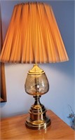 Table Lamp, brass & etched glass base