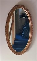 Oval Mirror, Gold tone frame, 36" X 20"