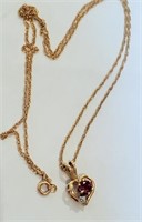 14KT Gold necklace & pendant with stones