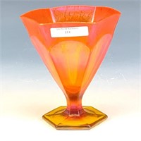 Fenton Tangerine Stretch Glass Compote