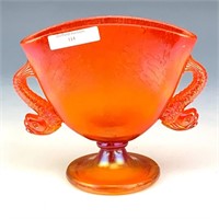 Fenton Tangerine Double Dolphin Fan Vase