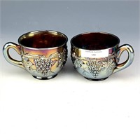 Northwood Amethyst Grape & Cable Punch Cup Pair